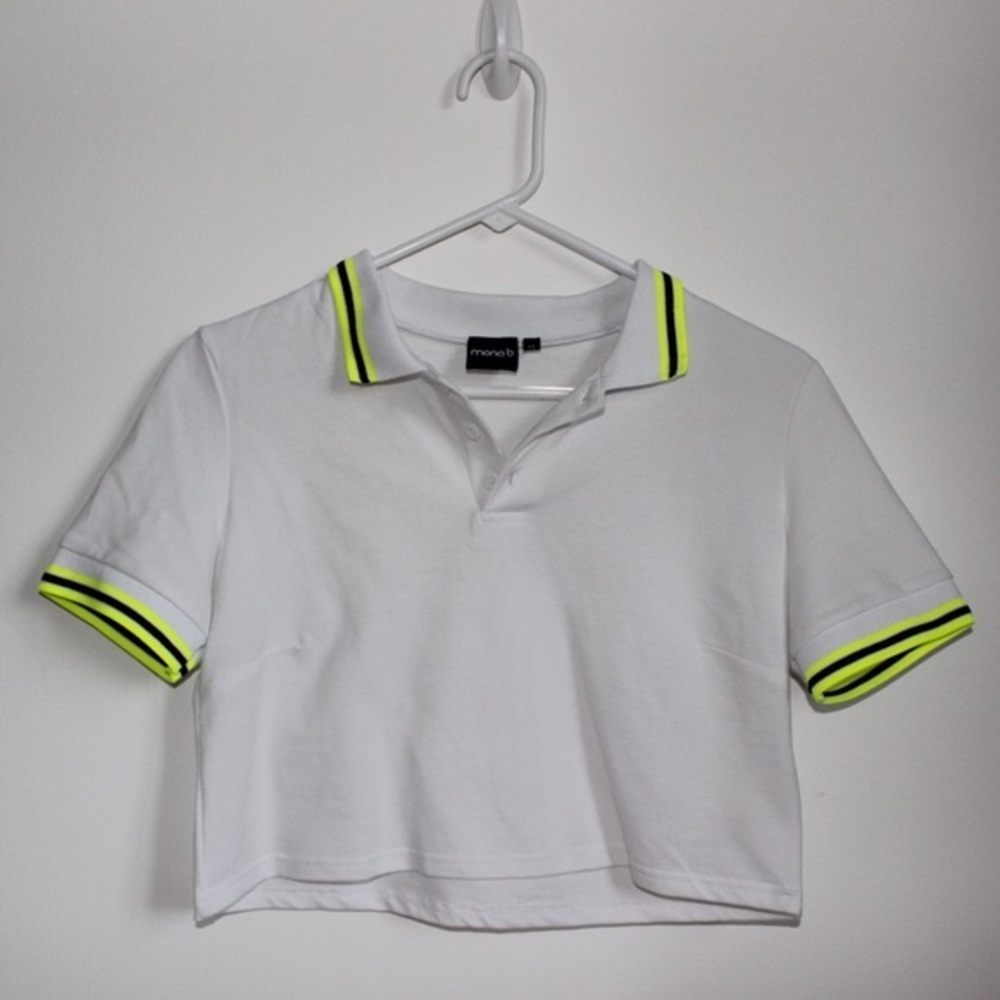 Mono B- Crop Top White Polo- Size M